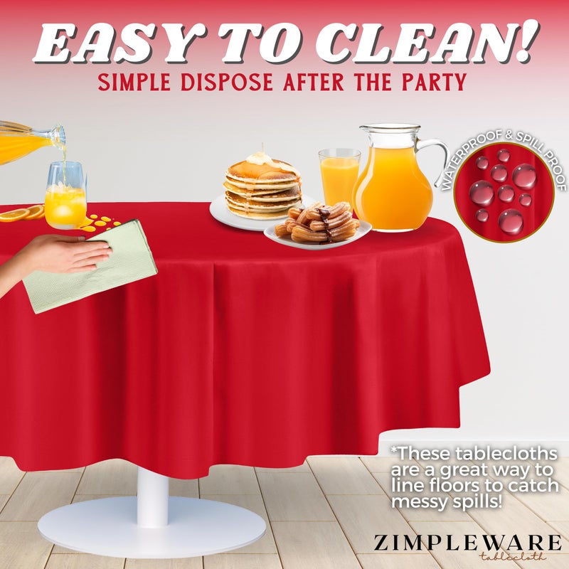 ZIMPLEWARE Premium Red Plastic Table Cloth Disposable (12 Pack) Round Tablecloth (84in) Party Table Cloths Disposable, Perfect Table Cloth Round Cover for Any Table Up to 6 Feet - Image 5